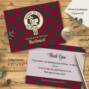 Clan MacDougall-Wappen über Tartan Folie Einladungspostkarte