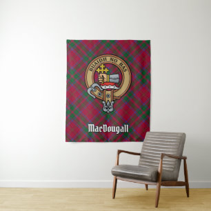 Clan MacDougall Wappen über Tartan Wandteppich