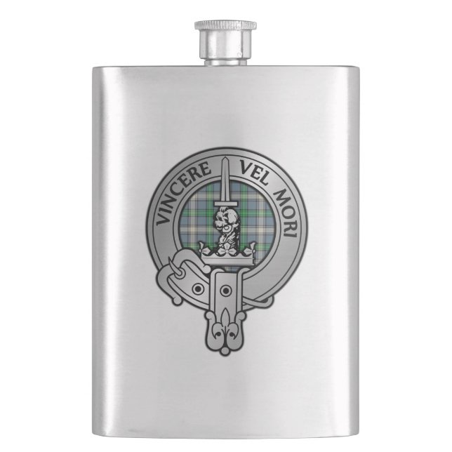 Clan MacDowall Wappen & Tartan Flachmann (Vorderseite)