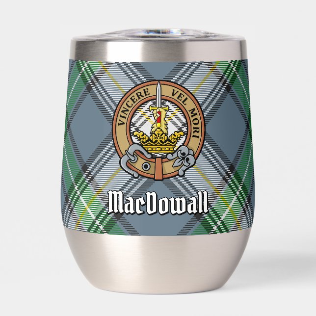 Clan MacDowall Wappen über Tartan (Vorderseite)