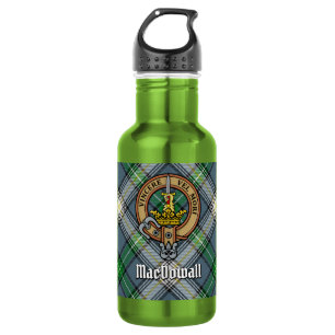 Clan MacDowall-Wappen über Tartan Edelstahlflasche