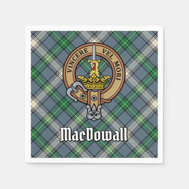Clan MacDowall Wappen über Tartan Serviette (Vorderseite)