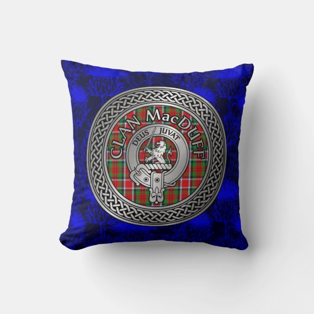Clan MacDuff Wappen & Tartan Knot Kissen (Vorderseite)