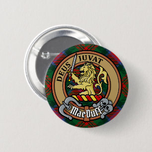 Clan MacDuff Wappen über Tartan Button