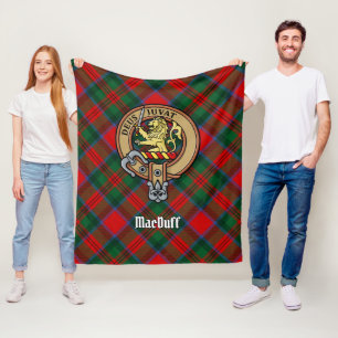 Clan MacDuff Wappen über Tartan Fleecedecke