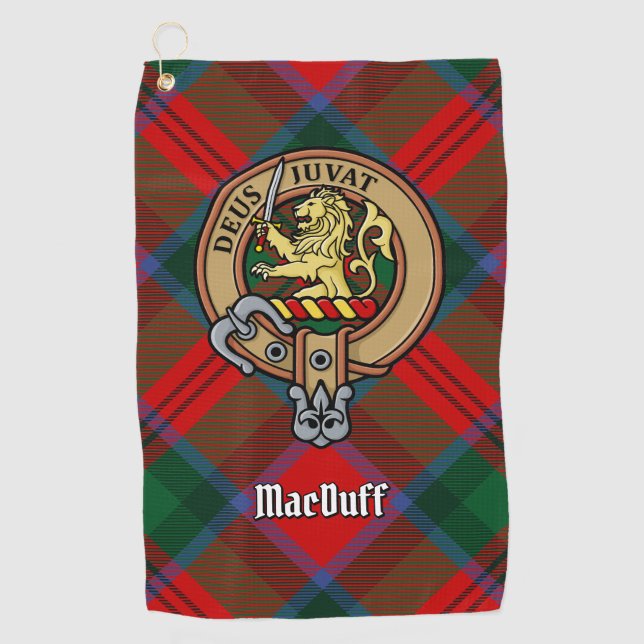 Clan MacDuff Wappen über Tartan Golfhandtuch (Vorderseite)