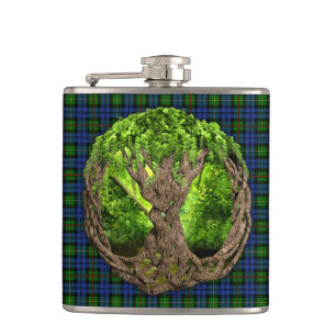 Clan MacEwan Tartan und keltischer Baum des Lebens Flachmann