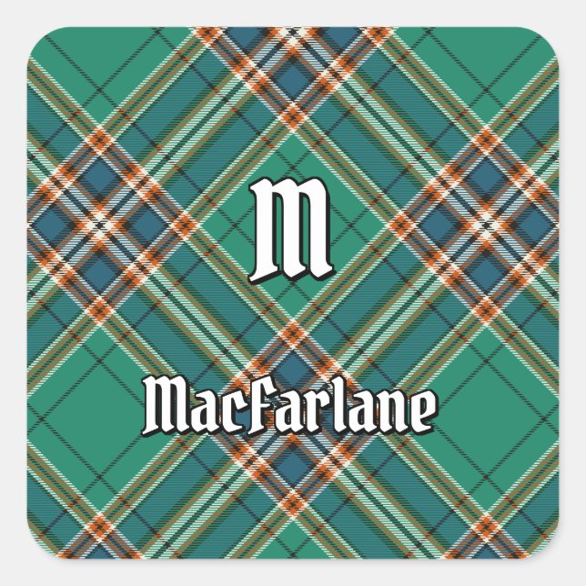Clan MacFarlane Ancient Hunting Tartan Quadratischer Aufkleber (Vorderseite)