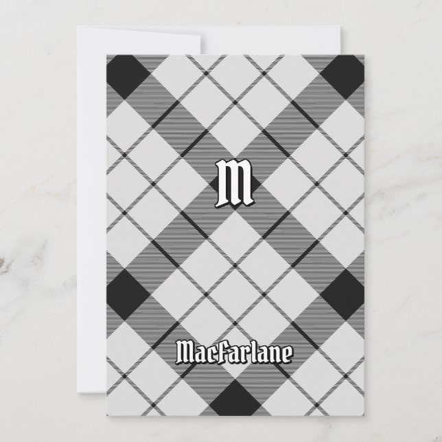 Clan MacFarlane Black and White Tartan Einladung (Vorderseite)