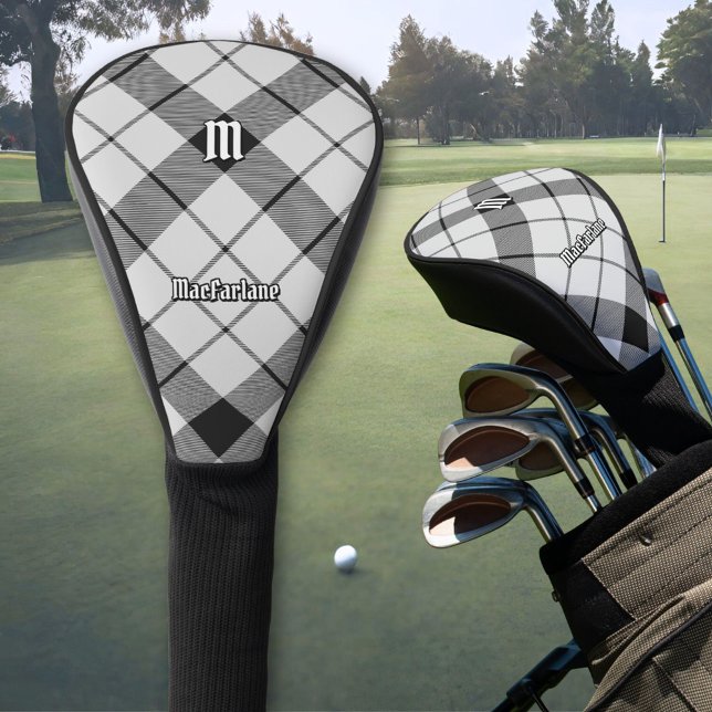 Clan MacFarlane Black and White Tartan Golf Headcover (Von Creator hochgeladen)