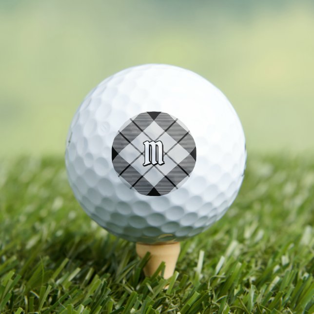 Clan MacFarlane Black and White Tartan Golfball (Insitu T-Shirt)