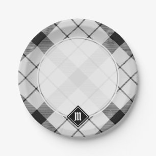 Clan MacFarlane Black and White Tartan Pappteller