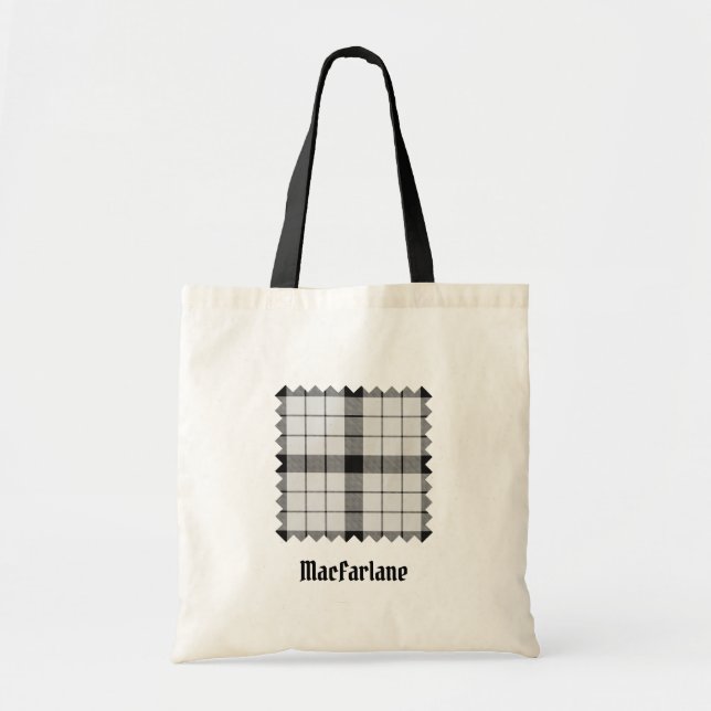 Clan MacFarlane Black and White Tartan Tragetasche (Vorne)