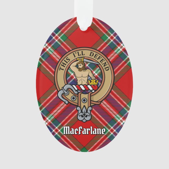 Clan MacFarlane Crest sur Red Tartan (devant)