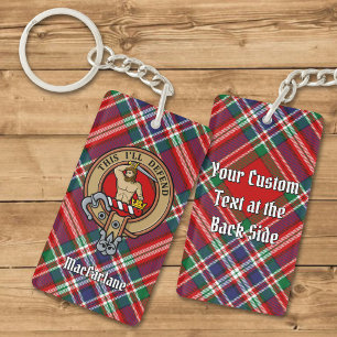 Clan MacFarlane Crest sur Red Tartan