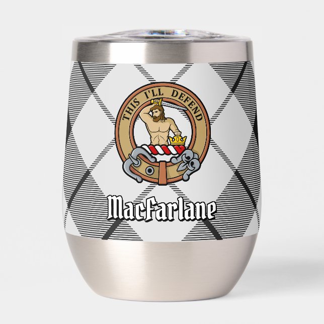 Clan MacFarlane Crest sur tarte noir et blanc (Avant)