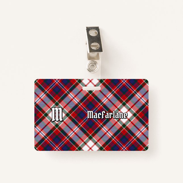 Clan MacFarlane Dress Tartan Ausweis (Vorderseite mit Klammer)
