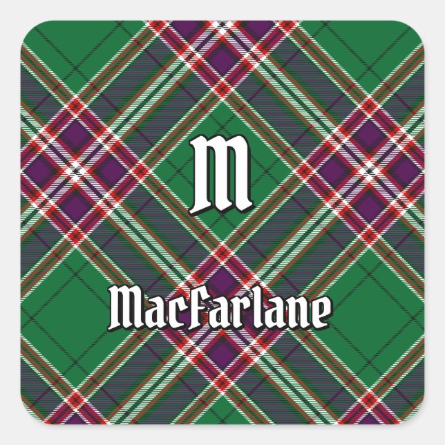 Clan MacFarlane Modern Hunting Tartan Quadratischer Aufkleber (Vorderseite)
