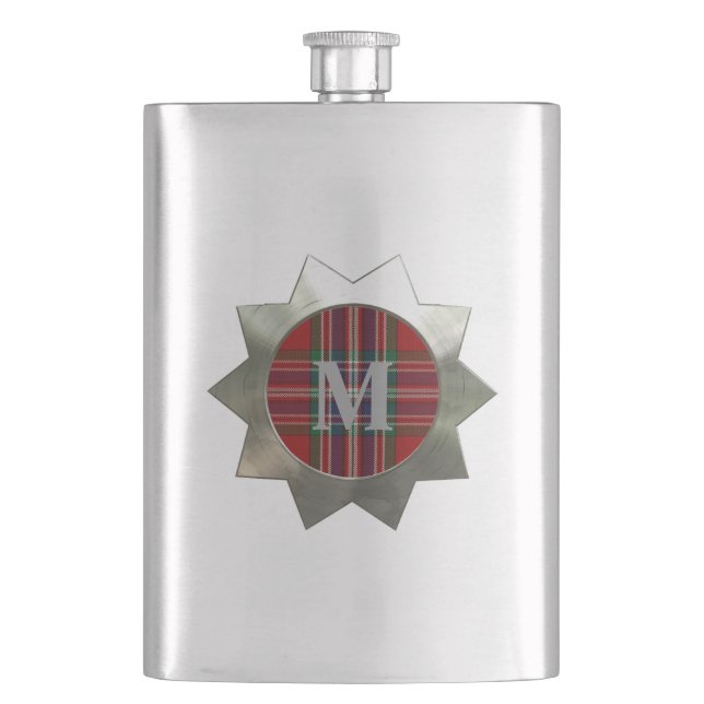Clan MacFarlane Plaid Monogramm Flasche Flachmann (Vorderseite)