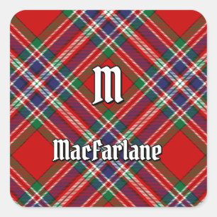Clan MacFarlane Red Tartan Quadratischer Aufkleber