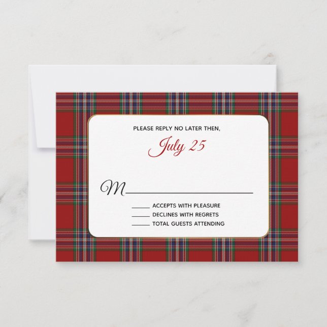 Clan MacFarlane Tartan Carte RSVP de mariage (Devant)