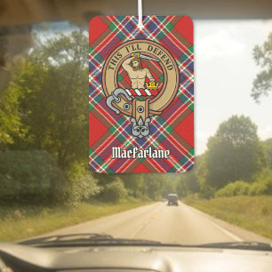 Clan MacFarlane Wappen auf rotem Tartan Autolufterfrischer