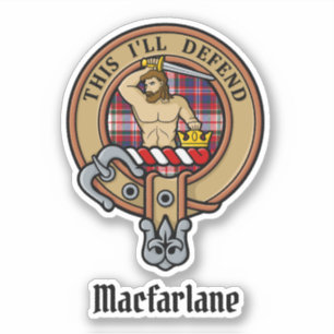 Clan MacFarlane Wappen über Dress Tartan Aufkleber