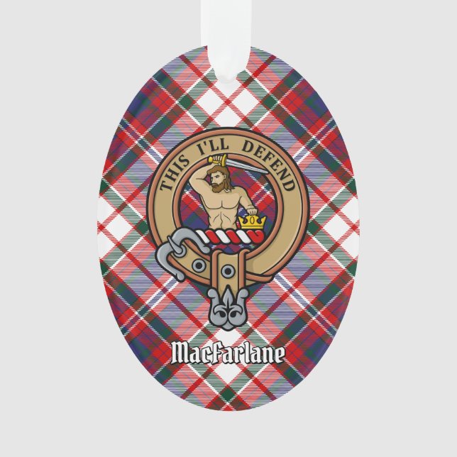 Clan MacFarlane Wappen über Dress Tartan Ornament (Vorderseite)