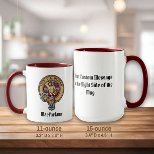 Clan MacFarlane Wappen über Dress Tartan Tasse