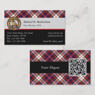 Clan MacFarlane Wappen über Dress Tartan Visitenkarte