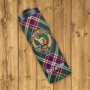 Clan MacFarlane Wappen über Modern Hunting Tartan Thermosbecher