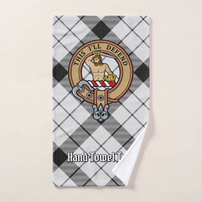 Clan MacFarlane Wappen über Schwarz-Weiß-Tartan Badhandtuch Set (Handtuch)