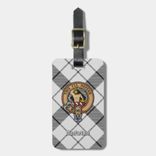 Clan MacFarlane Wappen über Schwarz-Weiß-Tartan Gepäckanhänger
