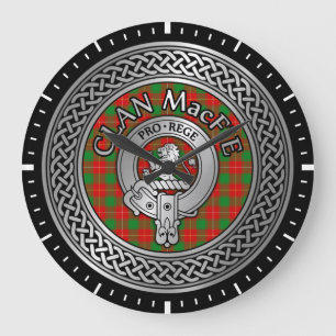 Clan MacFie Wappen & Tartan Knot Große Wanduhr
