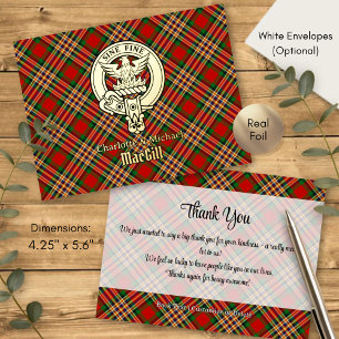Clan MacGill Wappen über Tartan Folie Einladungspostkarte