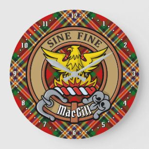 Clan MacGill Wappen über Tartan Große Wanduhr