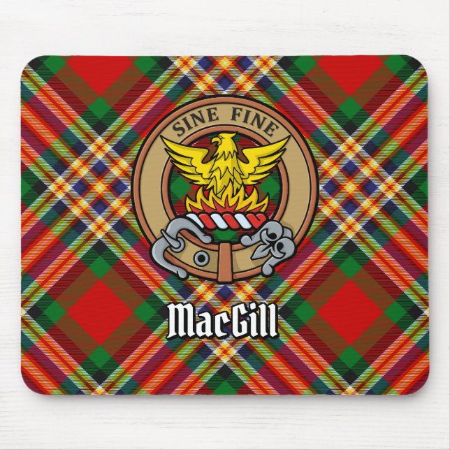 Clan MacGill Wappen über Tartan Mousepad (Vorne)