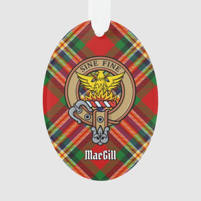 Clan MacGill Wappen über Tartan Ornament (Vorderseite)