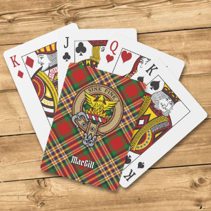 Clan MacGill Wappen über Tartan Spielkarten