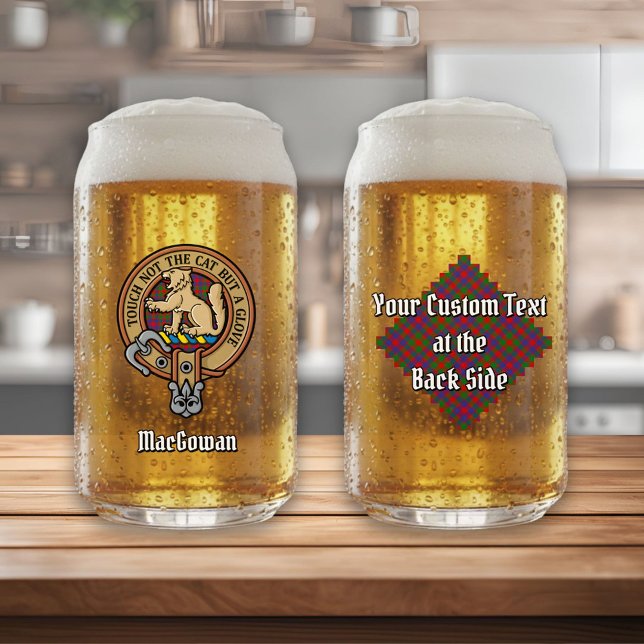 Clan MacGowan Wappen über Tartan Dosenglas (Von Creator hochgeladen)