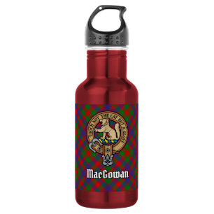 Clan MacGowan-Wappen über Tartan Edelstahlflasche