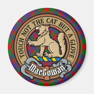Clan MacGowan Wappen über Tartan Magnet