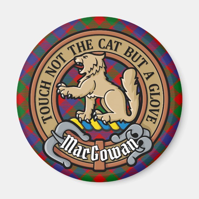 Clan MacGowan Wappen über Tartan Magnet (Vorne)