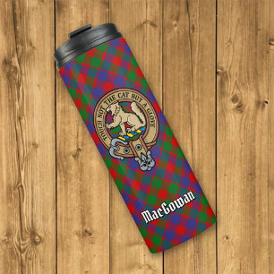Clan MacGowan Wappen über Tartan Thermosbecher