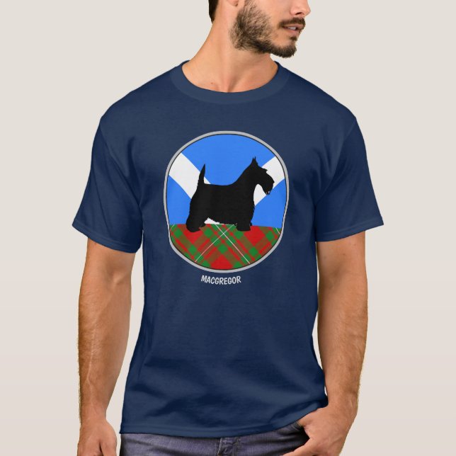 Clan MacGregor Tartan & Scottie T-Shirt (Vorderseite)