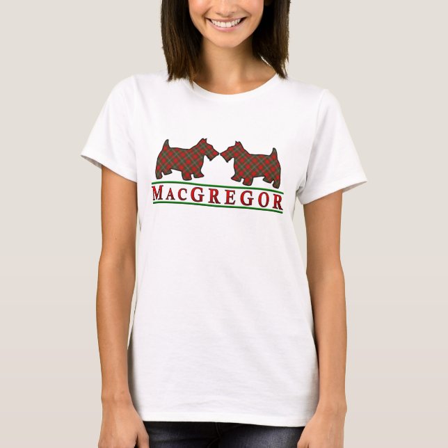 Clan MacGregor Tartanscottie-Hunde T-Shirt (Vorderseite)