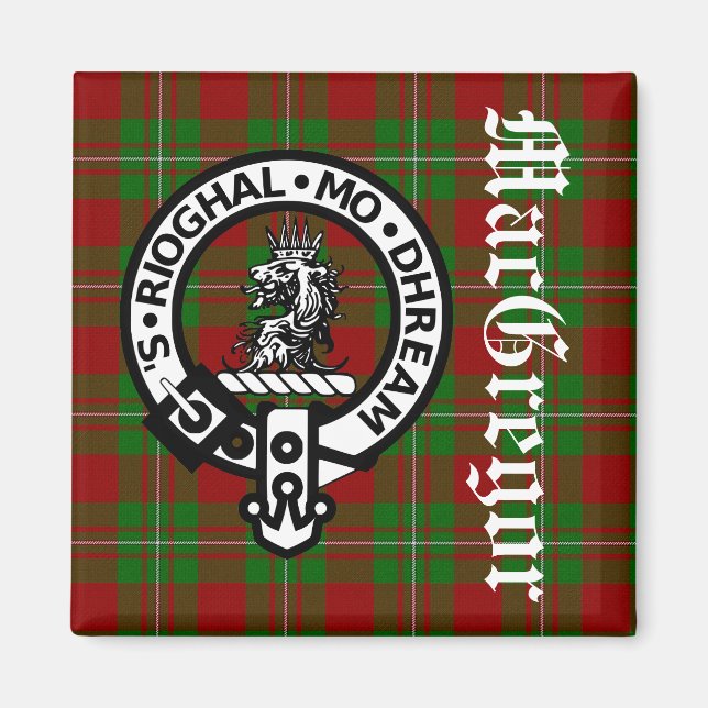 Clan MacGregor Wappen Abzeichen & Tartan Magnet (Vorne)