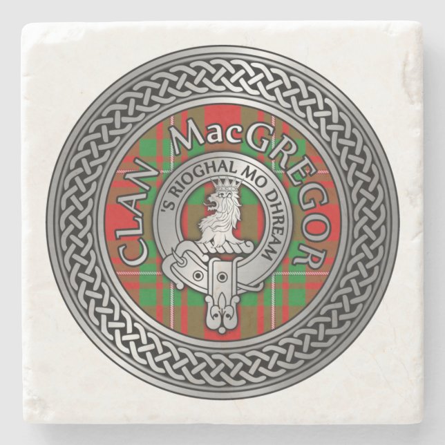 Clan MacGregor Wappen & Tartan Knot Steinuntersetzer (Vorderseite)