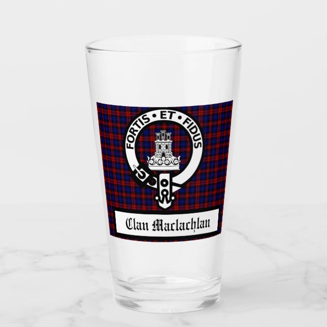 Clan Machlachlan Wappen Abzeichen &Tartan individu Glas (Vorderseite)
