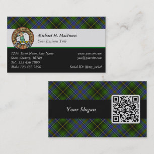 Clan MacInnes Crest sur Tartan Carte de visite
